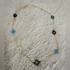 Tory Burch gold Necklace with Blue and Green Accents